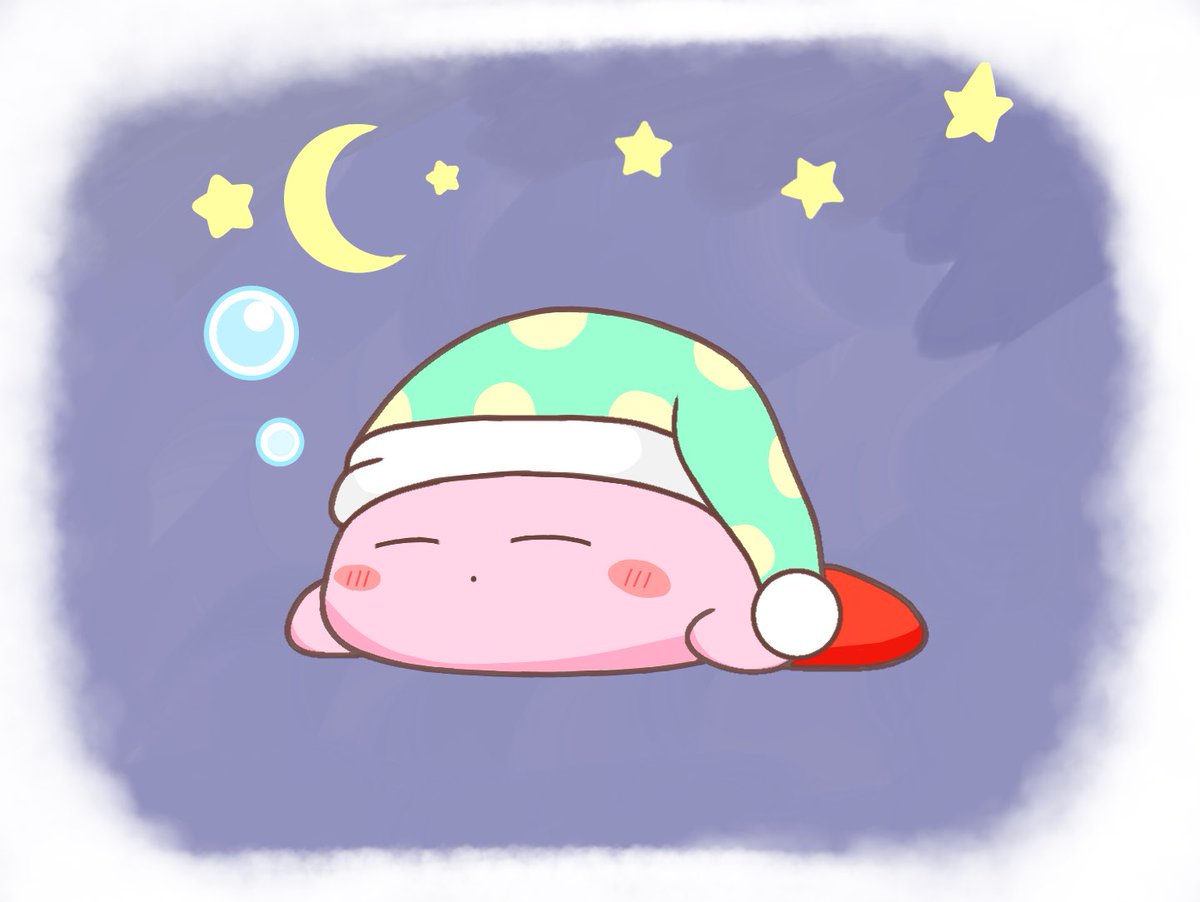 kirby hat no humans closed eyes crescent moon nightcap moon sleeping  illustration images