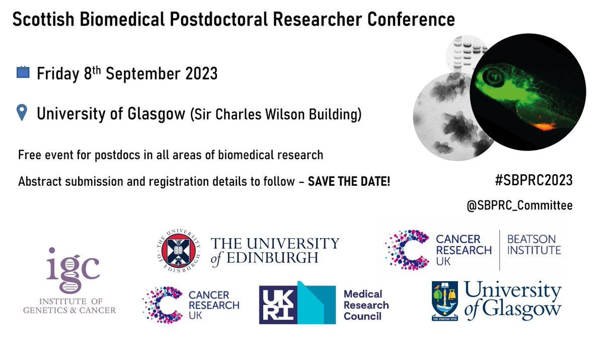 SBPRC Organising Committee (@sbprc_committee) on Twitter photo ~ Save the date! ~
This year's conference will take place on September 8th in Glasgow at the Sir Charles Wilson Building <a href="/UofGlasgow/">University of Glasgow</a>.
Registration is free and details will follow during this month, stay tuned for more news! ~ Save the date! ~
This year's conference will take place on September 8th in Glasgow at the Sir Charles Wilson Building <a href="/UofGlasgow/">University of Glasgow</a>.
Registration is free and details will follow during this month, stay tuned for more news!