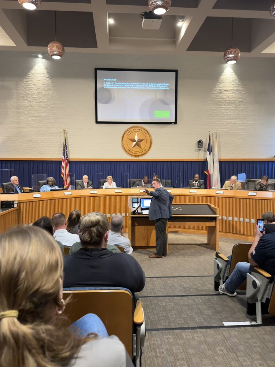 CLEAT's tweet image. CLEAT Attorney, Kirby Wallace, representing our members last night at the Denton city council meeting as more anti-police activists try forcing a proposition that would remove officer discretion and negatively impact public safety. The prop failed on a 4-3 vote! Great job Kirby…