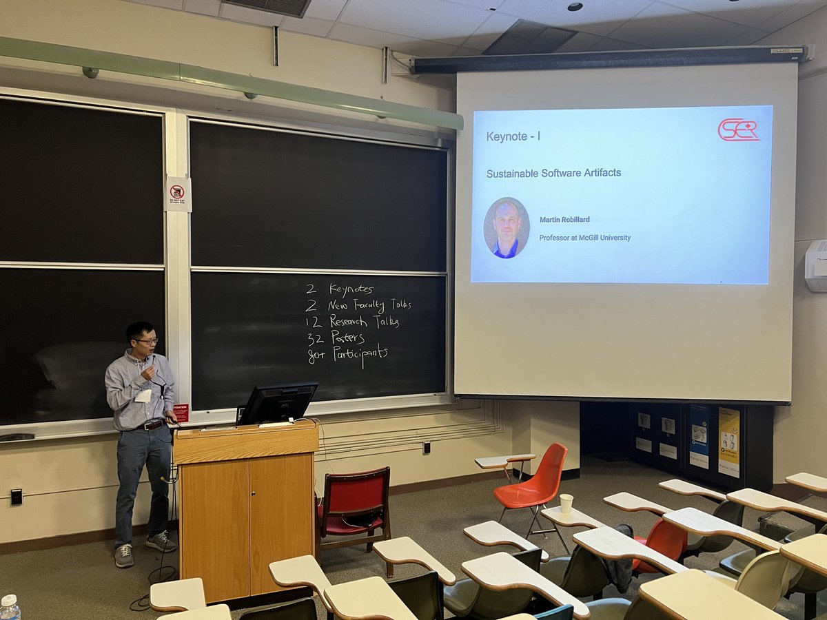 olgabaysal's tweet photo. #CSER2023 meeting starts with a welcome message by @SWATLab and Heng Li and a keynote by @mp_robillard on sustainable software artifacts - are they worth it? https://t.co/0j6GmGPYWT