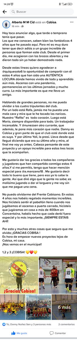 cdecobisafs's tweet photo. [ CLUB ] / Cuerpo Tècnico / 

Momento de despedidas 🫂 , aunque cueste , siempre las hay , sèan como sèan, pero de este pedazo de profesional no se esperaba menos.. @10Albertommc10 Gracias por tanto !!! Nos vemos en las pistas ... Guardas las llaves 🔑 !! 

#Juntos https://t.co/OaKXv4Dk58