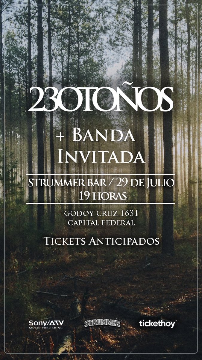 23otonos's tweet photo. El 29/07 nos volvemos a encontrar! Lxs esperamos en Strummer Bar. Tickets a traves de @TicketHoy https://t.co/7V1S54eRd1