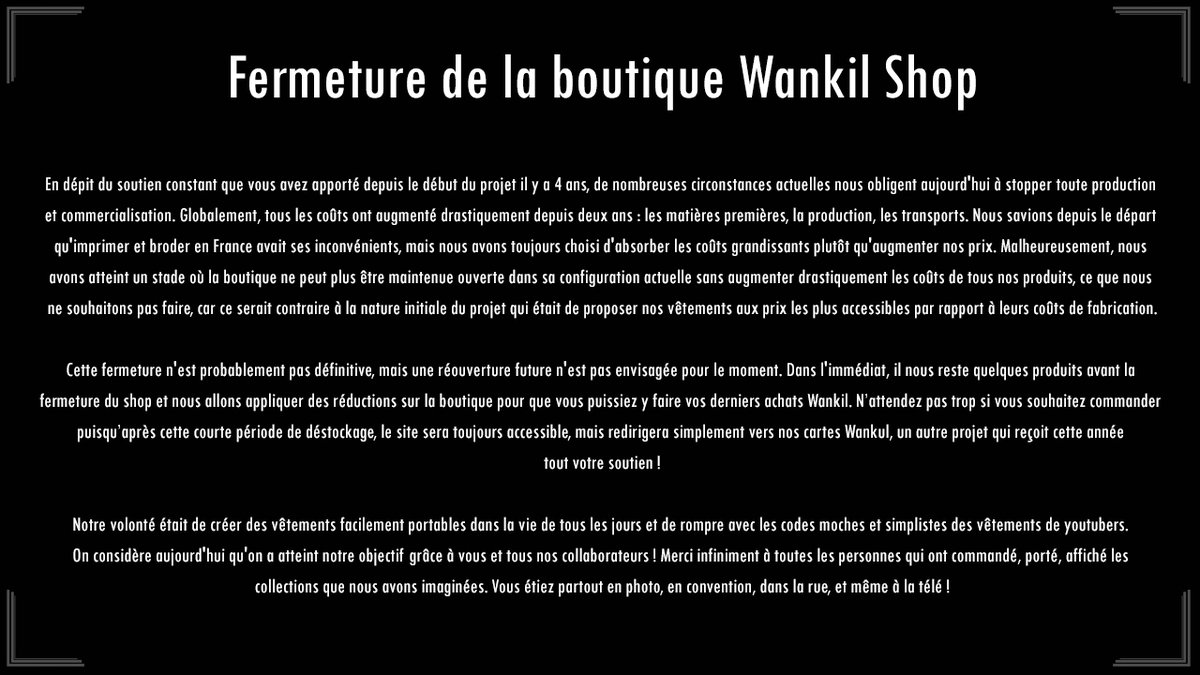 Fin de la boutique shop.wankil.fr