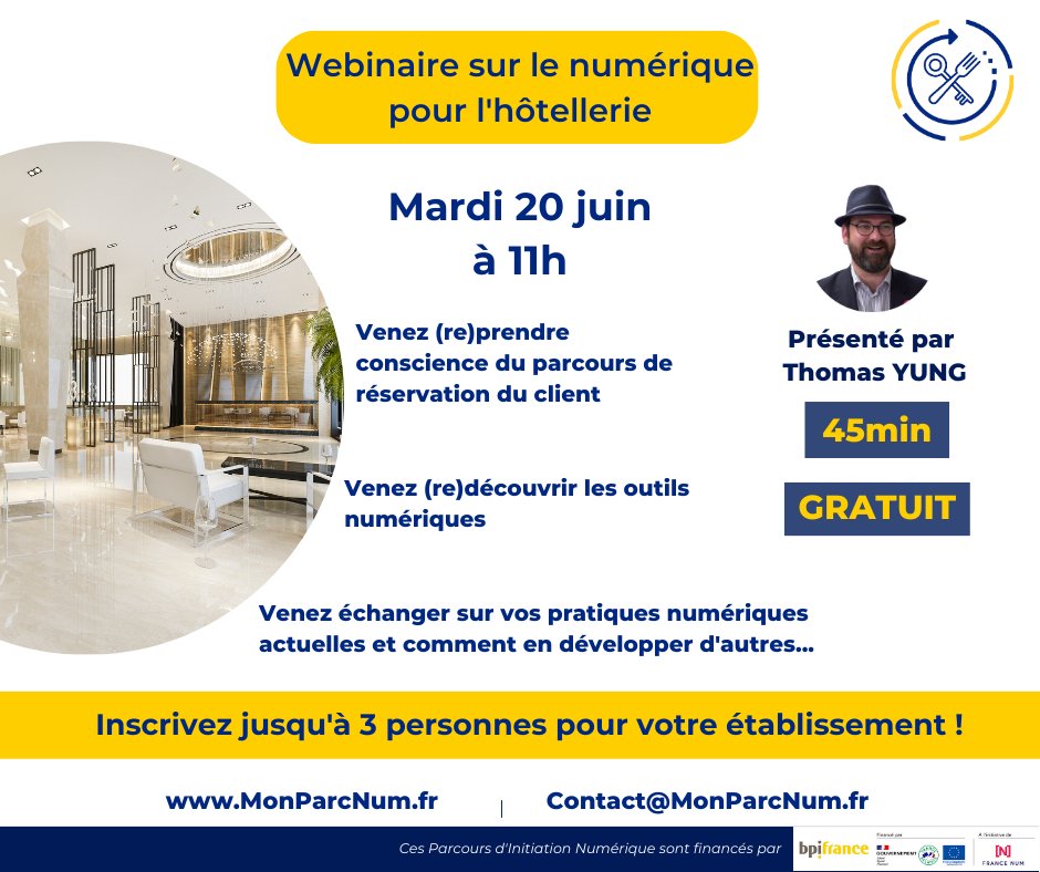 Parcours D'initiation Numérique (@monparcnum) on Twitter photo Retrouvez notre expert Thomas Yung pour notre dernier webinaire métier !
Inscription -> 🌐MonParcNum.fr
L'équipe MonParcNum vous remercie !
@ghr <a href="/artiref/">Thomas Yung</a> <a href="/SNRTC_France/">SNRTC</a> <a href="/foodhoteltech/">Food Hotel Tech</a> Retrouvez notre expert Thomas Yung pour notre dernier webinaire métier !
Inscription -> 🌐MonParcNum.fr
L'équipe MonParcNum vous remercie !
@ghr <a href="/artiref/">Thomas Yung</a> <a href="/SNRTC_France/">SNRTC</a> <a href="/foodhoteltech/">Food Hotel Tech</a>