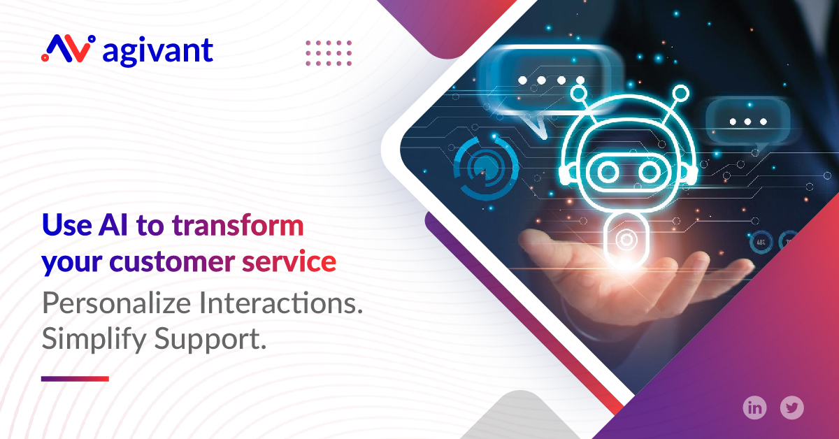 AgivantTech's tweet image. AI is transforming customer service by enabling personalized interactions and efficient problem-solving. Uncover how AI-powered chatbots can enhance customer experience and streamline support processes

#AIinCustomerService #Chatbots #agivant #ai #digitaltransformation
