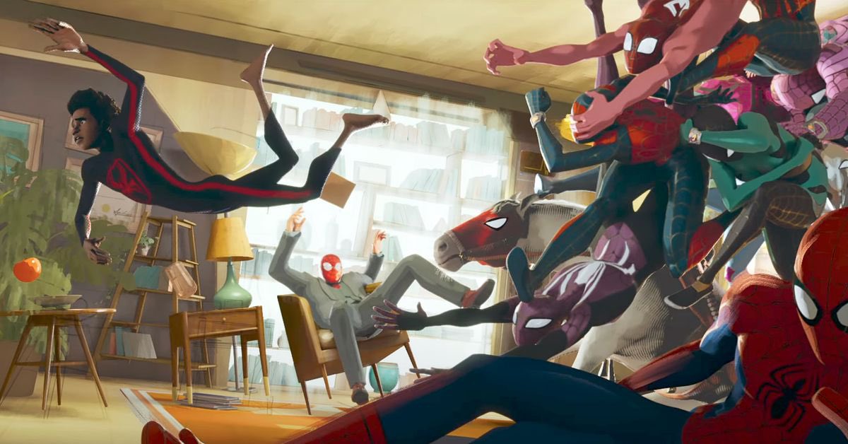 DiscussingFilm's tweet photo. The sequence where the Spider-People chased after Miles in ‘ACROSS THE SPIDER-VERSE’ took 4 years to complete.

(Source: https://t.co/mYoOsWMoqw) https://t.co/R7pcWs635n