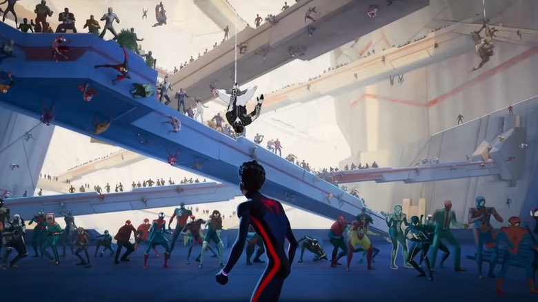 DiscussingFilm's tweet photo. The sequence where the Spider-People chased after Miles in ‘ACROSS THE SPIDER-VERSE’ took 4 years to complete.

(Source: https://t.co/mYoOsWMoqw) https://t.co/R7pcWs635n