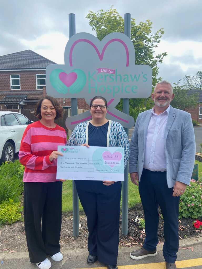 This is what it is all about. Pearson Solicitors and Breakey &amp; Nuttall presenting a cheque for £1,222.31 to Dr Kershaw's Hospice earlier today. All raised from previous Professional Oldham events. #charity #professionaloldham #local #hospice