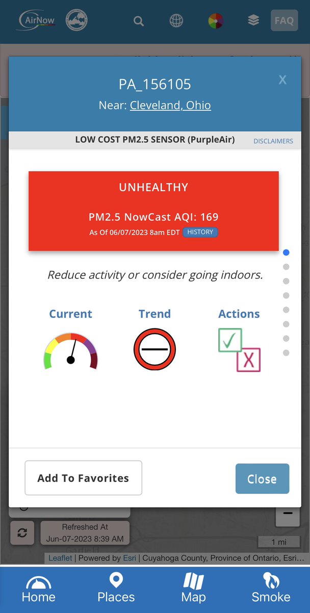 Here in Cleveland Heights we’re experiencing the same unhealthy air quality as other regions (as measured by our recently installed air quality sensors throughout the city). If you can, limit your exposure and seek help if you need it.