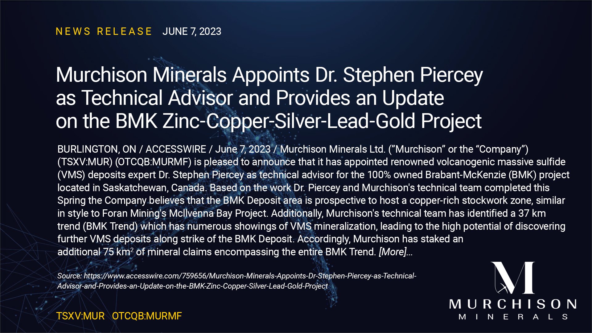 Murchison Minerals MURMF MUR.V on Twitter "We have news Murchison