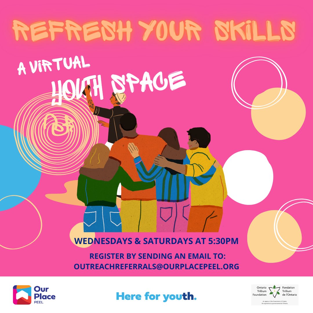 Refresh Your Skills is a virtual youth space for you to develop effective skills to use in everyday life. Please reach out if you would like to join our next group! 

outreachreferrals@ourplacepeel.org 

#ourplacepeel #refreshyourskills #peelregion