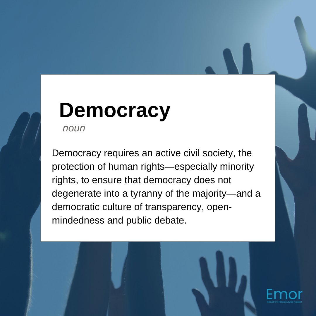 As pro-#democracy protests in #Israel enter week 22, it is critical that we are reminded what the definition of #democracy is and how it relates to the demands set forth by #protesters.

Find other definitions relevant to #progressive #Jewish #values thru the link in our bio.
