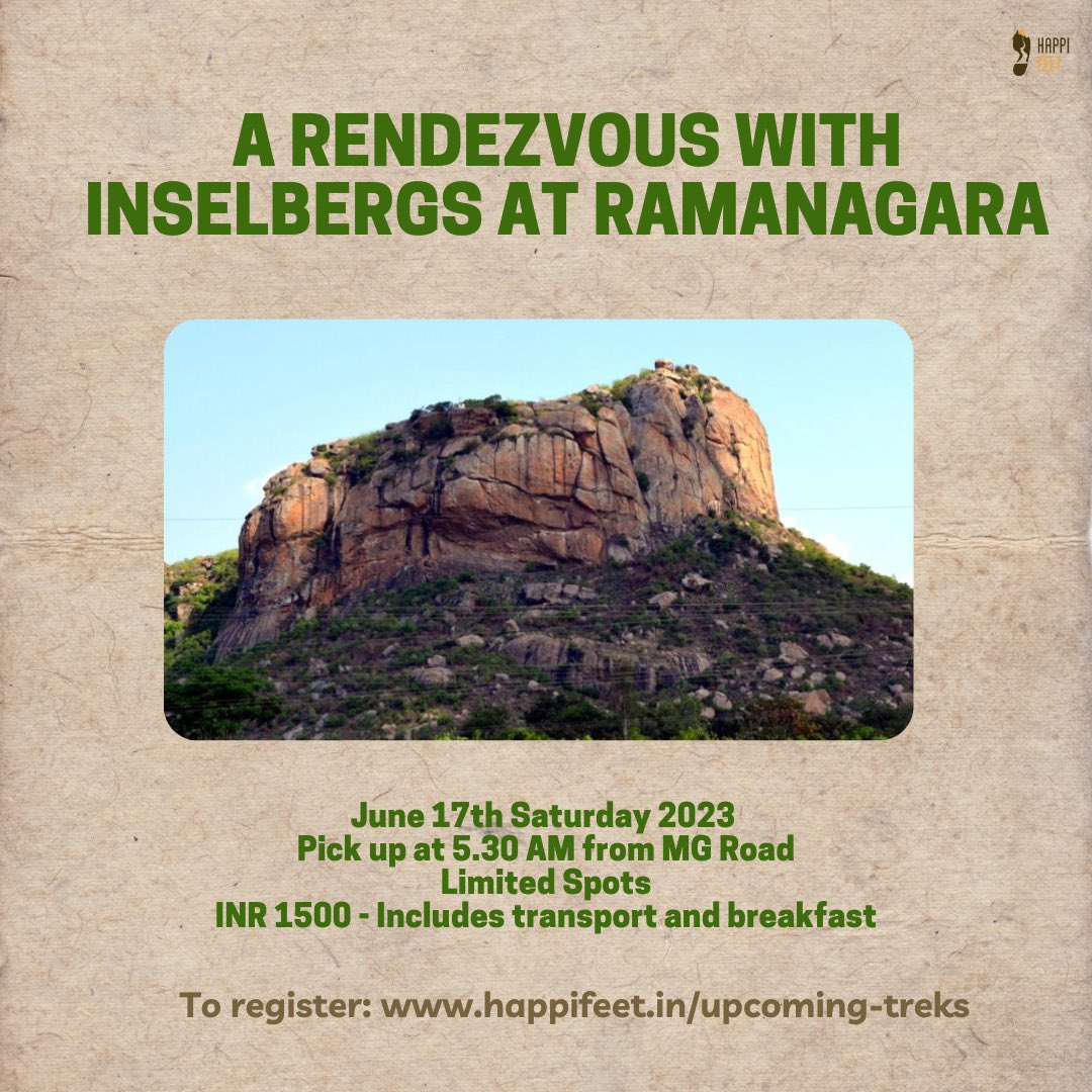 happifeet5's tweet photo. Remember the stunning backdrop of Gabbar Singh's lair in #Sholay? Join us for a geo-hike at Achalu Betta to explore the 2-million year story behind those rocks with @Geo_Sophist Register at https://t.co/PhOBhpLM2l
#bangaloretreks #slowtravel #sustainabletravel #weekendtreks https://t.co/VJxjFGMTsV