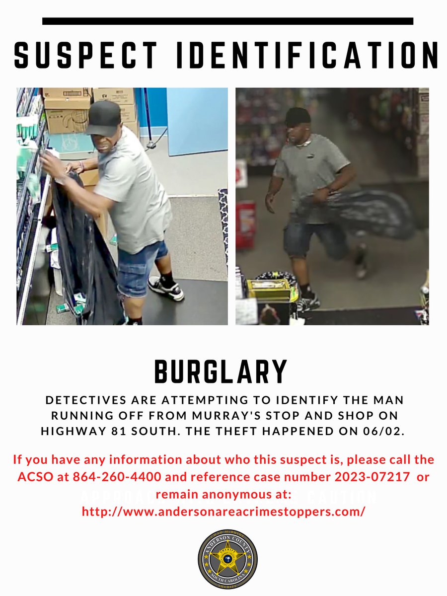 AndersonSheriff's tweet photo. NEED TO ID: remain anonymous here: https://t.co/snVk7Pxl3N https://t.co/l0ioyIhRPT