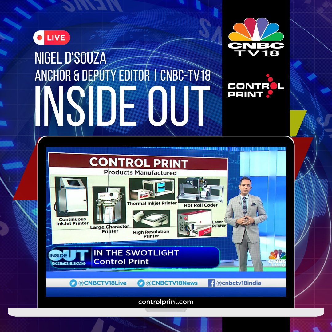 controlprintltd's tweet image. Nigel D'Souza at @CNBCTV18Live delves into the remarkable achievements, product portfolio, financial performance and business strategies that have propelled #ControlPrint to its best quarter (Q4) yet.

📺 bit.ly/43saQU6

#InsideOutOnTheRoad #cnbctv18live #cnbctv18digital
