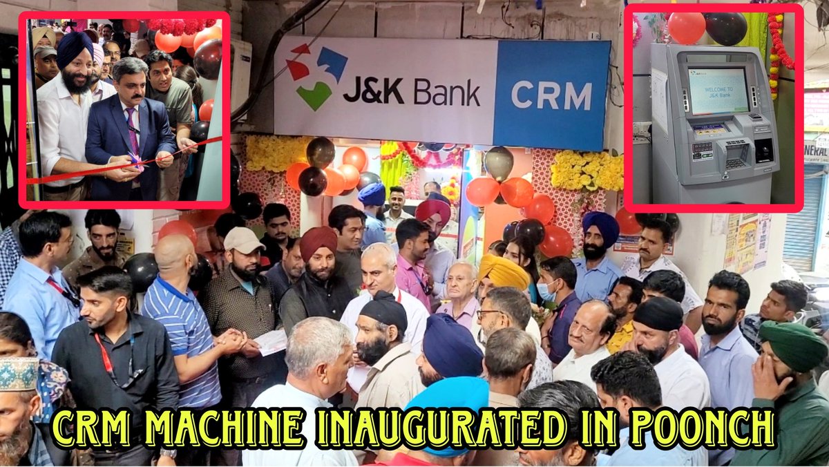 Poonchlive's tweet photo. In a significant development for the residents of Poonch City, the first-ever cash recycling machine was inaugurated with great enthusiasm.
Watch here: https://t.co/7CbhBM64hp
#poonch #CRM #jkbank #JammuAndKashmir #jammuandkashmirbank #dgm #zonalhead #jk #cashrecyclingmachine https://t.co/acDKVzcnPE