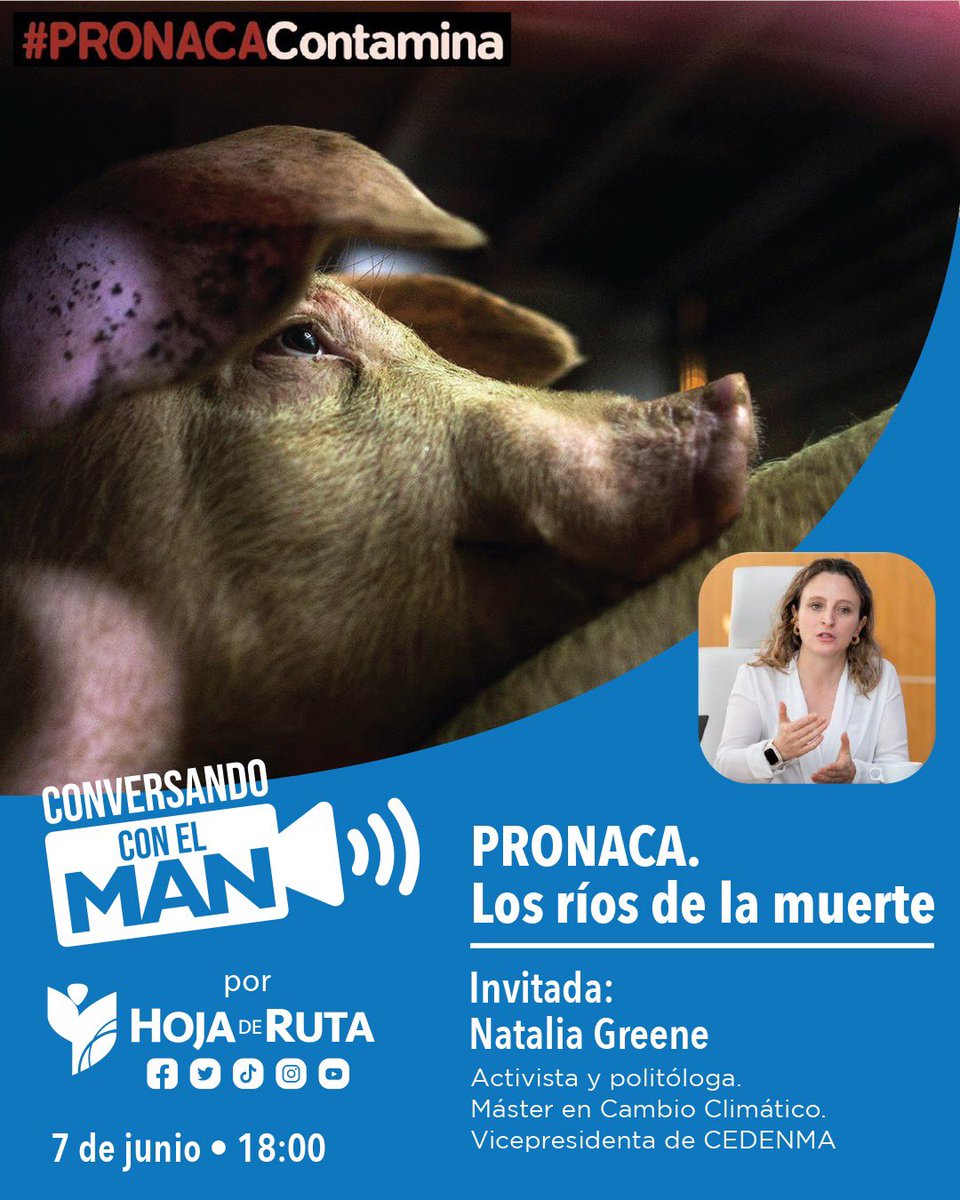 HOY en #ConversandoConElMAN hablaremos de la denuncia contra PRONACA por sus prácticas contaminantes 🚫☢️ en los ríos de Sto. Domingo.
Invitada: Natalia Greene
Conduce: <a href="/animalespuros/">Maritza Rubianes</a> 🫶🏽👺
18:00 por YouTube <a href="/hojaderutaecu/">Omni Network 🤖</a> y nuestro FBLive #PronacaContamina