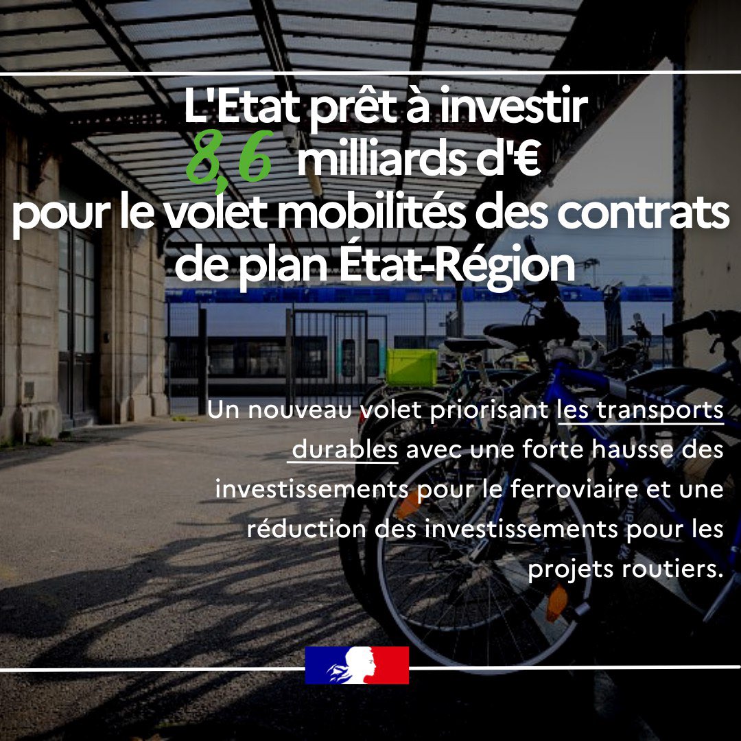 CBeaune's tweet photo. #Transports | Le lancement du volet « mobilités » des contrats de plan Etat-Région marque la 1ère grande étape du Plan d’avenir pour les transports #100milliards #CPER 🚆🌳
L'Etat va investir ➕ de 8 milliards € pour financer des projets de transport dans chaque région ! https://t.co/Poc2tCFip9