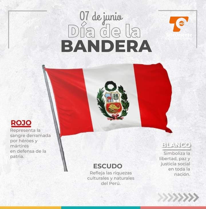 TeleOrienteIntl's tweet photo. 🇵🇪 ¡𝐒𝐎𝐁𝐑𝐄 𝐌𝐈 𝐏𝐄𝐂𝐇𝐎 𝐋𝐋𝐄𝐕𝐎 𝐓𝐔𝐒 𝐂𝐎𝐋𝐎𝐑𝐄𝐒! ♥️🤍♥️

Rendimos homenaje al mayor símbolo de patriotismo e identidad peruana, nuestra bicolor, aquella que alzamos orgullosos en cada uno de nuestros logros. 
¡Feliz Día de la Bandera!🇵🇪 https://t.co/daxRAR7sux