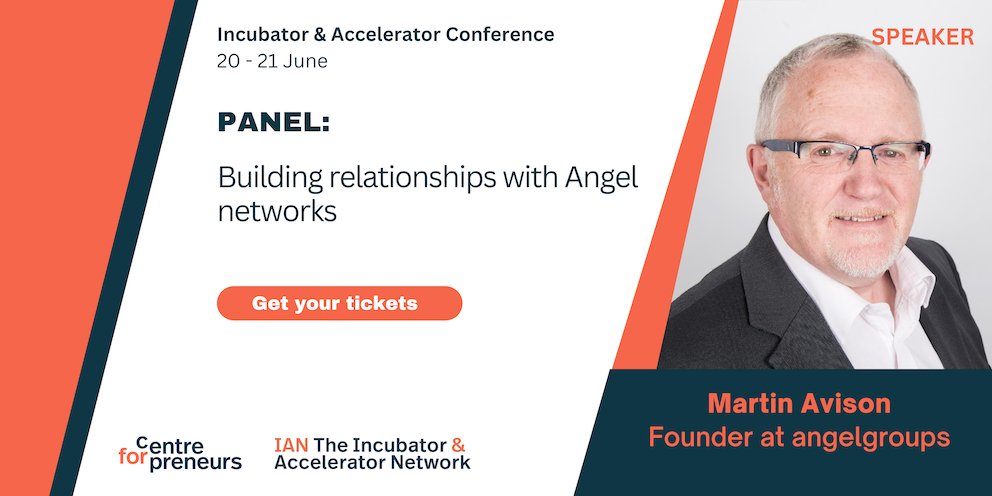The Incubator & Accelerator Network (@cfe_ian) on Twitter photo We're excited to announce that Martin Avison (Founder at <a href="/AngelGroupsT/">angelgroups</a>) will be joining us as a panel speaker at our annual Incubator & Accelerator Conference.
Happening 20-21 June.
Learn more + get your tickets: lnkd.in/eqhsTinP We're excited to announce that Martin Avison (Founder at <a href="/AngelGroupsT/">angelgroups</a>) will be joining us as a panel speaker at our annual Incubator & Accelerator Conference.
Happening 20-21 June.
Learn more + get your tickets: lnkd.in/eqhsTinP