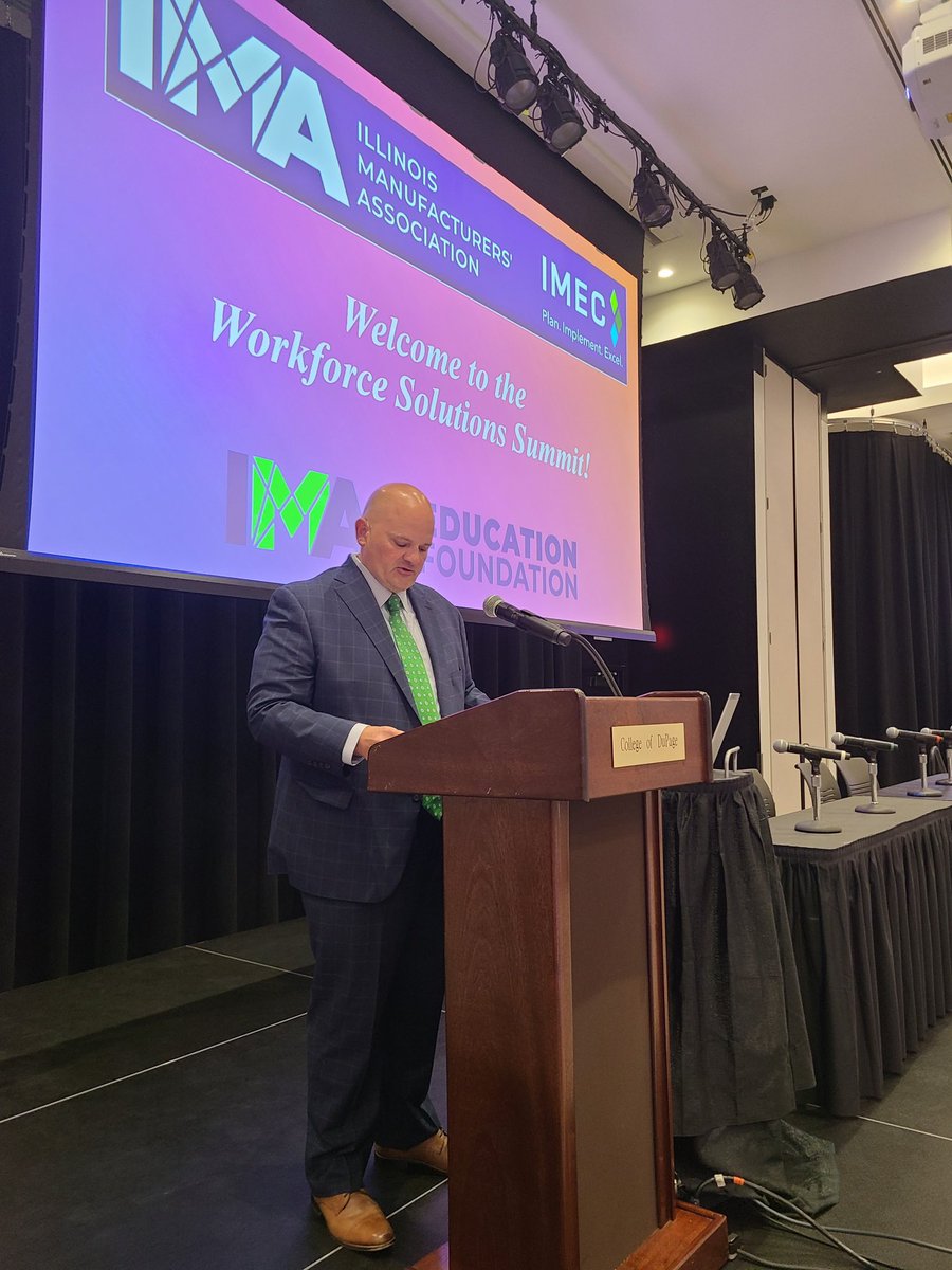 IllinoisMfgAssc's tweet image. Great morning at the second annual Manufacturing Workforce Solutions Summit hosted by the @IMA_Today and @IMECillinois at the @CollegeDuPage. Hundreds of attendees from manufacturing, education, @DeptVetAffairs, &amp;amp; government working collaboratively to address the talent pipeline.