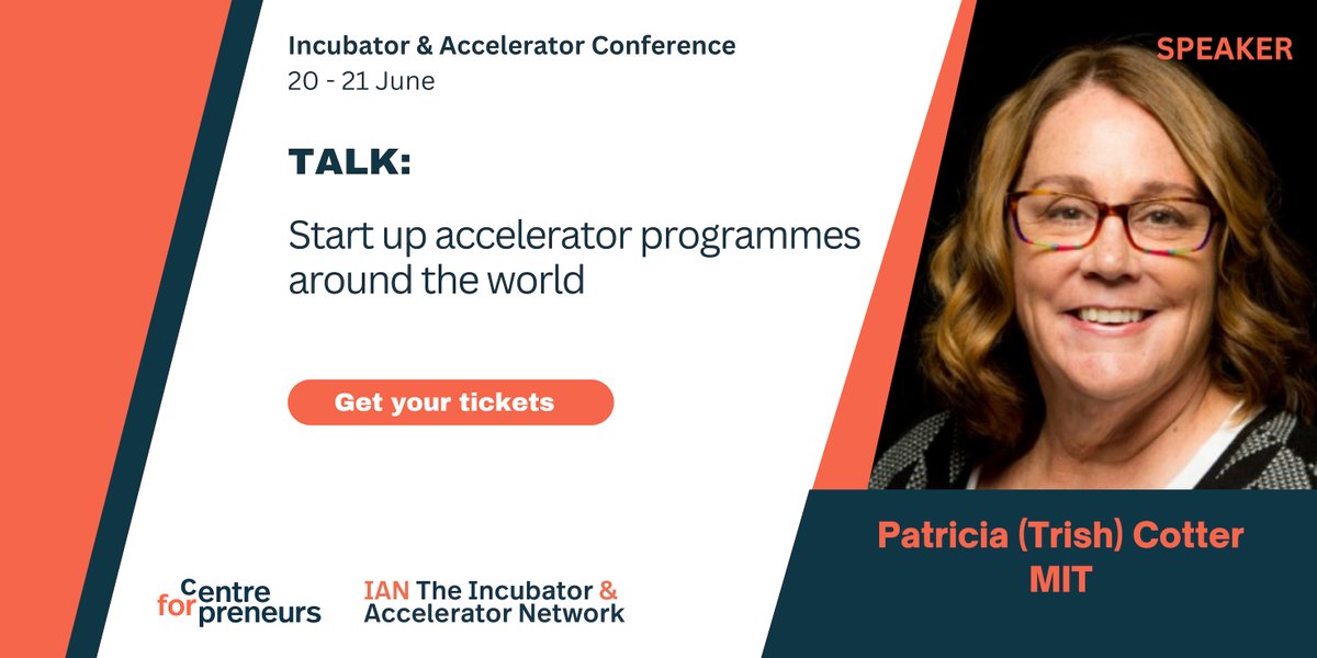 We are thrilled to announce that Patricia (Trish) Cotter (MIT), will be joining us to give a talk at our upcoming annual Incubator &amp; Accelerator Conference from 20th - 21st June!  

Get your tickets now: lnkd.in/eqhsTinP