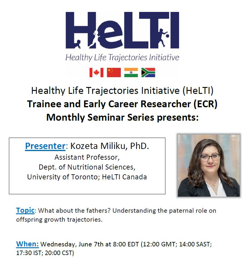 KozetaMiliku's tweet photo. Had a fantastic time speaking at the #HeLTI seminar series on Paternal Origins of Health and Disease #POHaD! Grateful to all the attendees for their positive feedback &amp; insightful questions. Looking forward to give an update on the data soon #MilikuLab @CHILDSTUDY  @HeLTI_Canada https://t.co/L8Cb6Gp3Ov