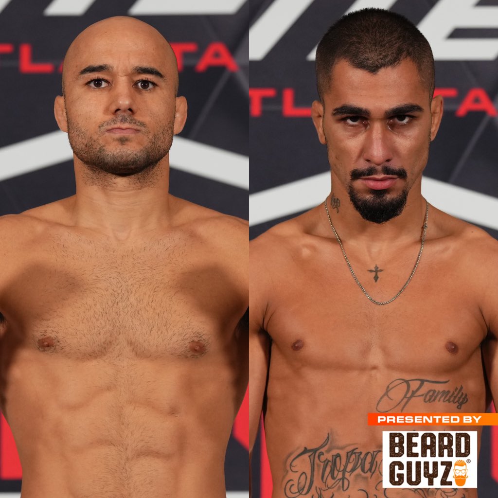 ⚖️Featheweight bout is official! 
Marlon Moraes: 145.6 lbs
Gabriel Braga: 144.4 lbs 

[ Thursday, June 8th | 10pm ET on ESPN | #PFLRegularSeason | 🎟️ pfl.info/ATLtickets]
