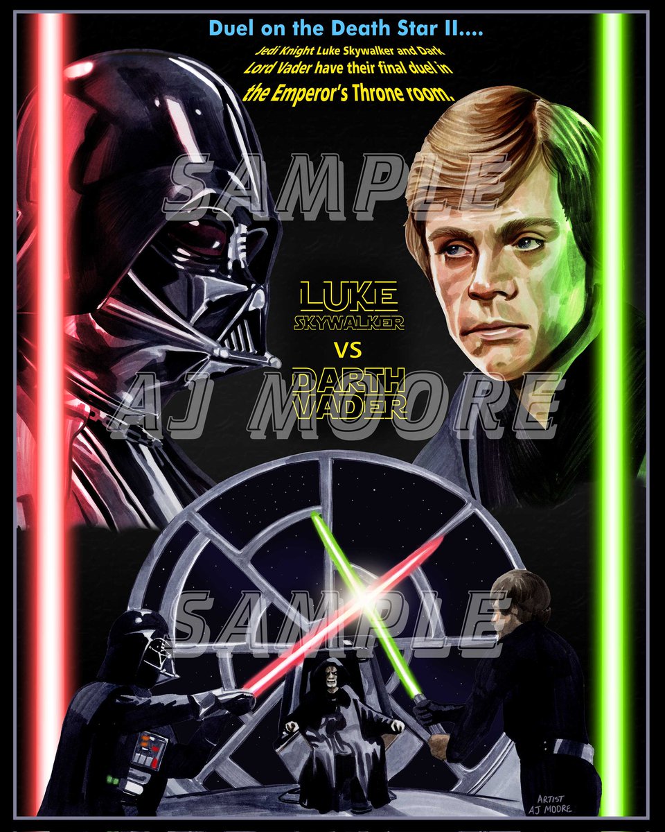 Darth Vader vs Luke Skywalker

16x20 size 
#ArtistAJMoore #darthvader #lukeskywalker #starwars #sith #jedi #lightsaber #rotj #returnofthejedi #empire #copicmarkers #traditionalart #digitalart