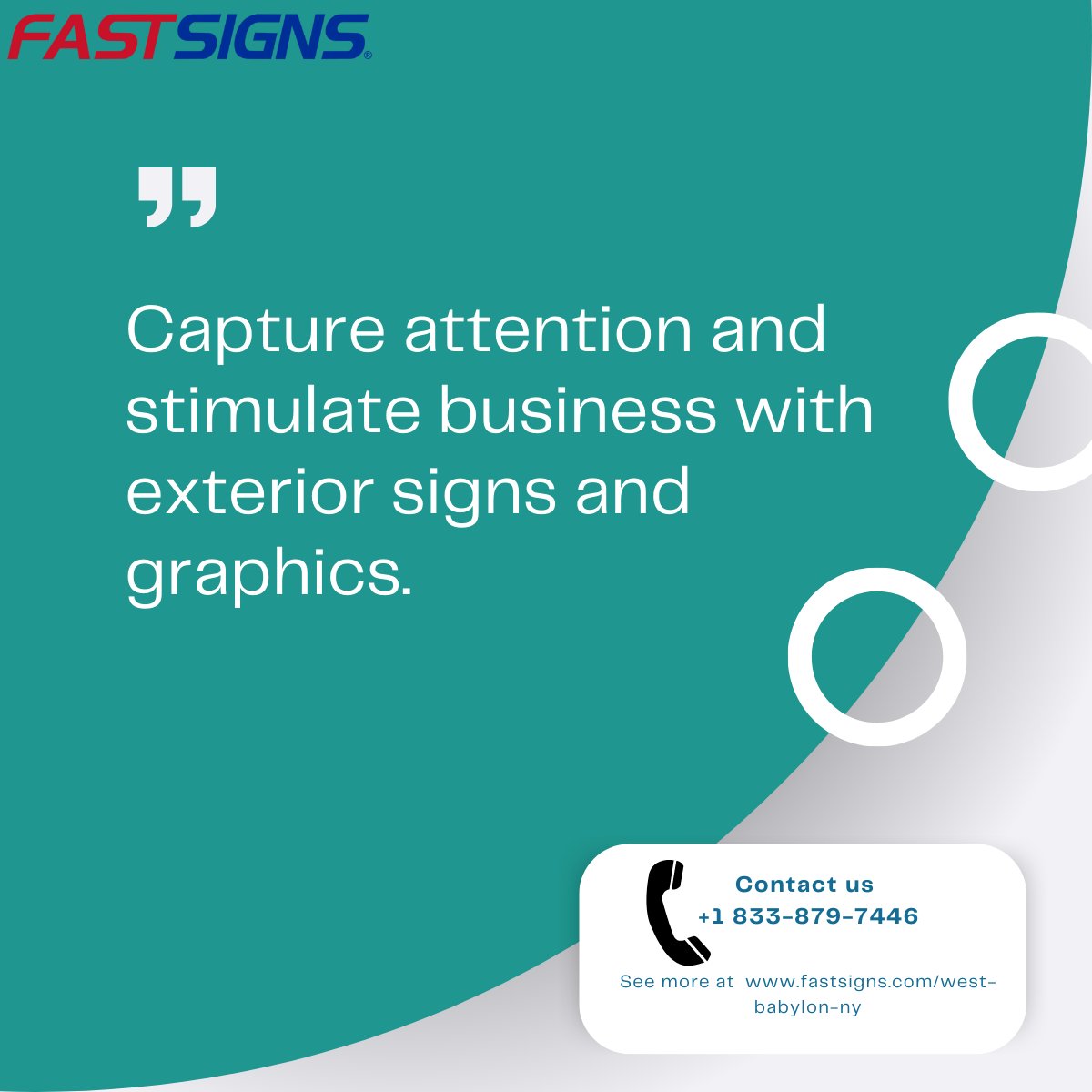 FastsignsWestb's tweet image. If you’re looking to increase your business’s visibility and attract more customers, exterior signs and graphics are a powerful tool. Contact us today! 📞
#makeyourstatement #fastsigns #fastsignsdidit #fastsignsofwestbabylon #graphics #transformyourbusiness