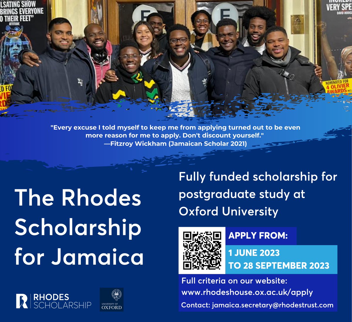 rhodescaribbean's tweet photo. Applications for the 2024 Rhodes Scholarship are now open!

Apply on our website, and help share this incredible opportunity by tagging or commenting below 👇
https://t.co/9vnV7HhbaO

#rhodestrust #rhodesscholarship #rhodesscholars #scholarship #oxford #uk #caribbean https://t.co/sPYqgvWSI4