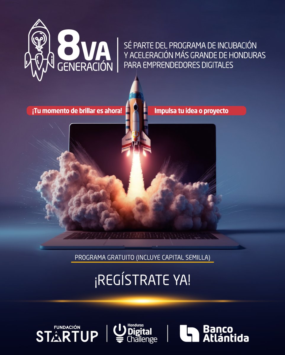 ¡Únete a la 8va generación de Honduras Digital Challenge y no pierdas esta oportunidad única! 🚀

Si deseas impulsar tu idea o proyecto de base tecnológica, este es el momento perfecto.

Regístrate aquí: hondurasdigitalchallenge.com