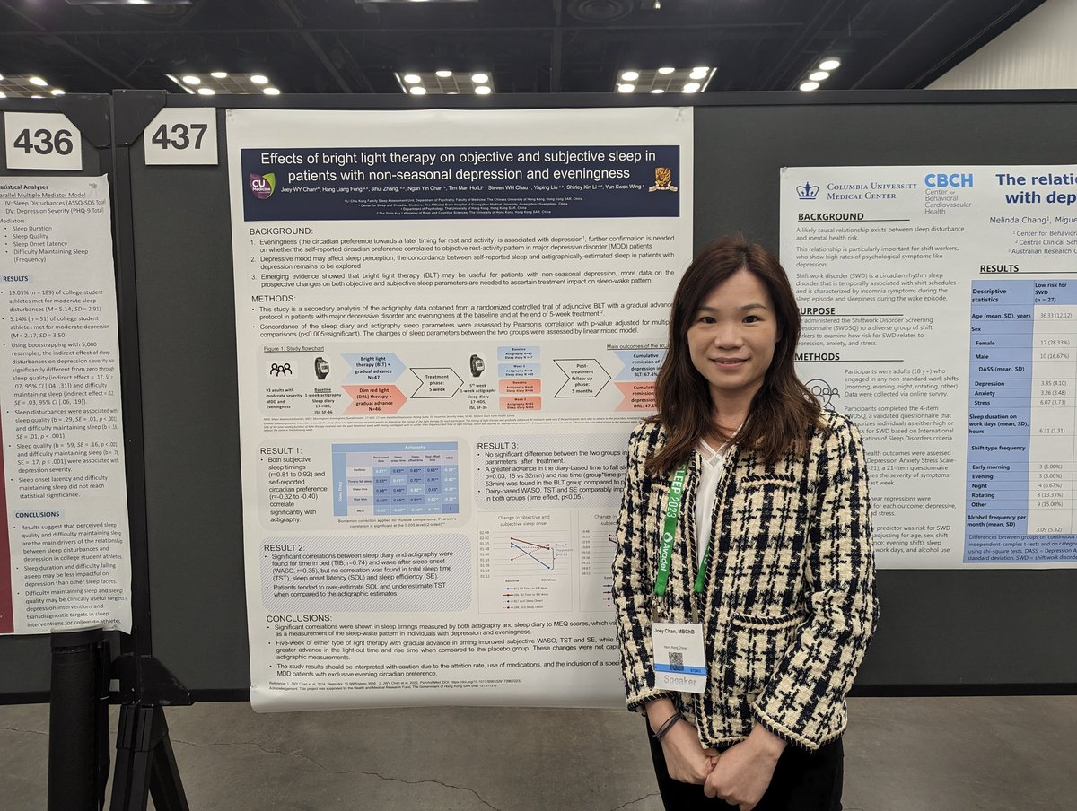 Thrilled to share our work of bright #lighttherapy in the #sleep2023. Good to meet friends and collaborators in person. @AASMorg