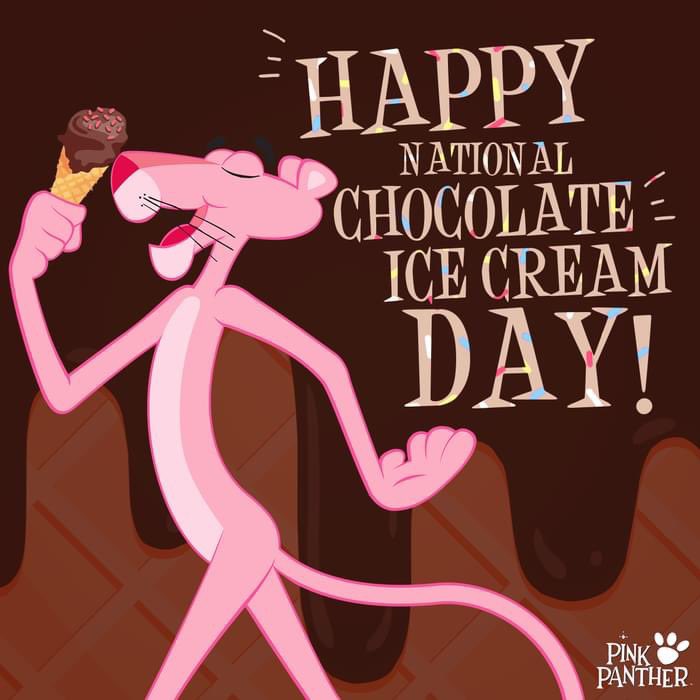 The #Messi PinkPanther loves his chocolate ice cream and I do too! #NationalChocolateIceCreamDay