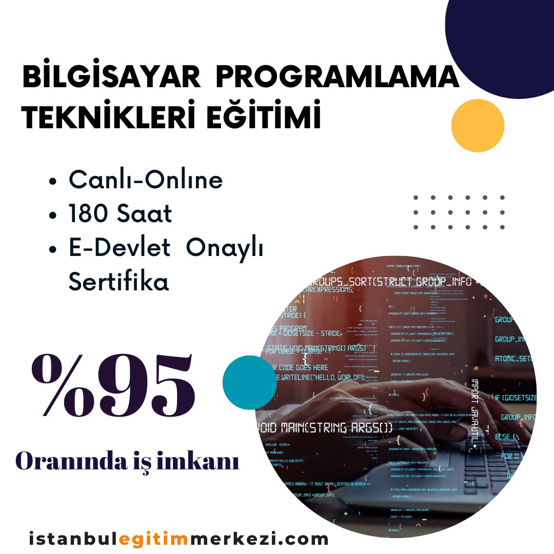 istanbul_egitim's tweet image. Bilgisayar Programlama Teknikleri Eğitimi
istanbulegitimmerkezi.com/urun/bilgisaya…
#bilgisayar #kodlama #hosting #domain #site #csharp #script #java #c #php  #bilgisayar #kodlamasaati  #kodlama #html #bilgisayarprogramciligi #CODE  #programming