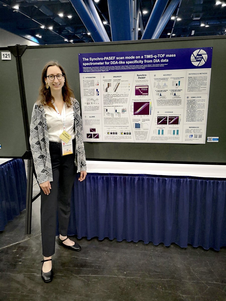 I'm very excited to present the updates on our scan mode SynchroPASEF on the #bruker timsTOF at #ASMS2023. If you want to discuss how the high specificity and efficency of SynchroPASEF improves high troughput or single cell workflows, then visit my poster WP 122 today. @labs_mann