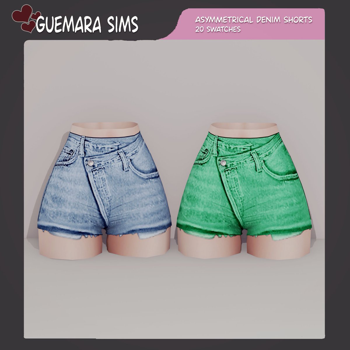 Elevate your Sims' style with my Asymmetrical Denim Shorts!
More info: patreon.com/posts/84209729

#Sims4 #TheSims4 #thesims4cc #sims4ccfinds #Sims4Cc #ShowUsYourSims #sims4customcontent #Sims4Clothing