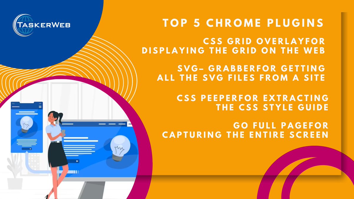 TaskerWeb_'s tweet image. Maximize your design potential with these must-have Chrome Extensions. If you don’t know how to use or implement them, simply turn to professional assistance to ease the process.
For More Info - taskerweb.com
#websitedevelopment #webextensions #uxdesigner