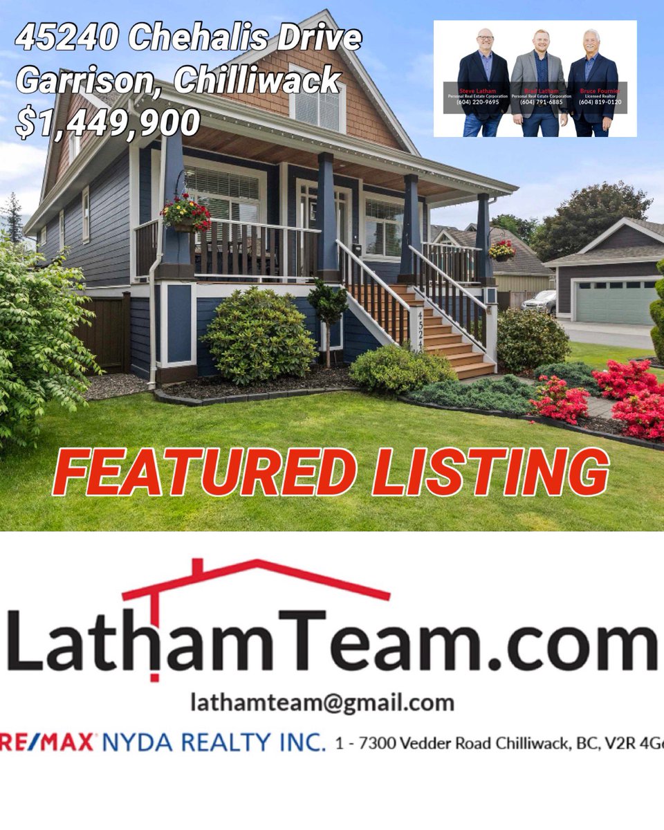 Looking for your Forever Home ? This custom corner lot beauty has ALL the upgrades. Come and take a look
LathamTeam.com 604-791-6885

#realestate #bradlatham #stevelatham #brucefournier#remaxchilliwack #openhouse #chilliwackbc #remax #remaxchilliwack