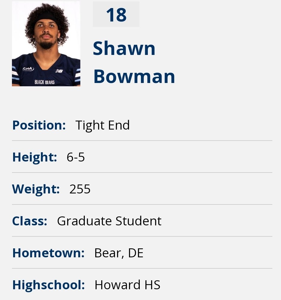 Maine TE Shawn Bowman entered the portal as a grad transfer; the All-Conference performer totaled 86 rec for 960 yards and 11 TD during his time with the Black Bears <a href="/mfarrellsports/">Mike Farrell</a>