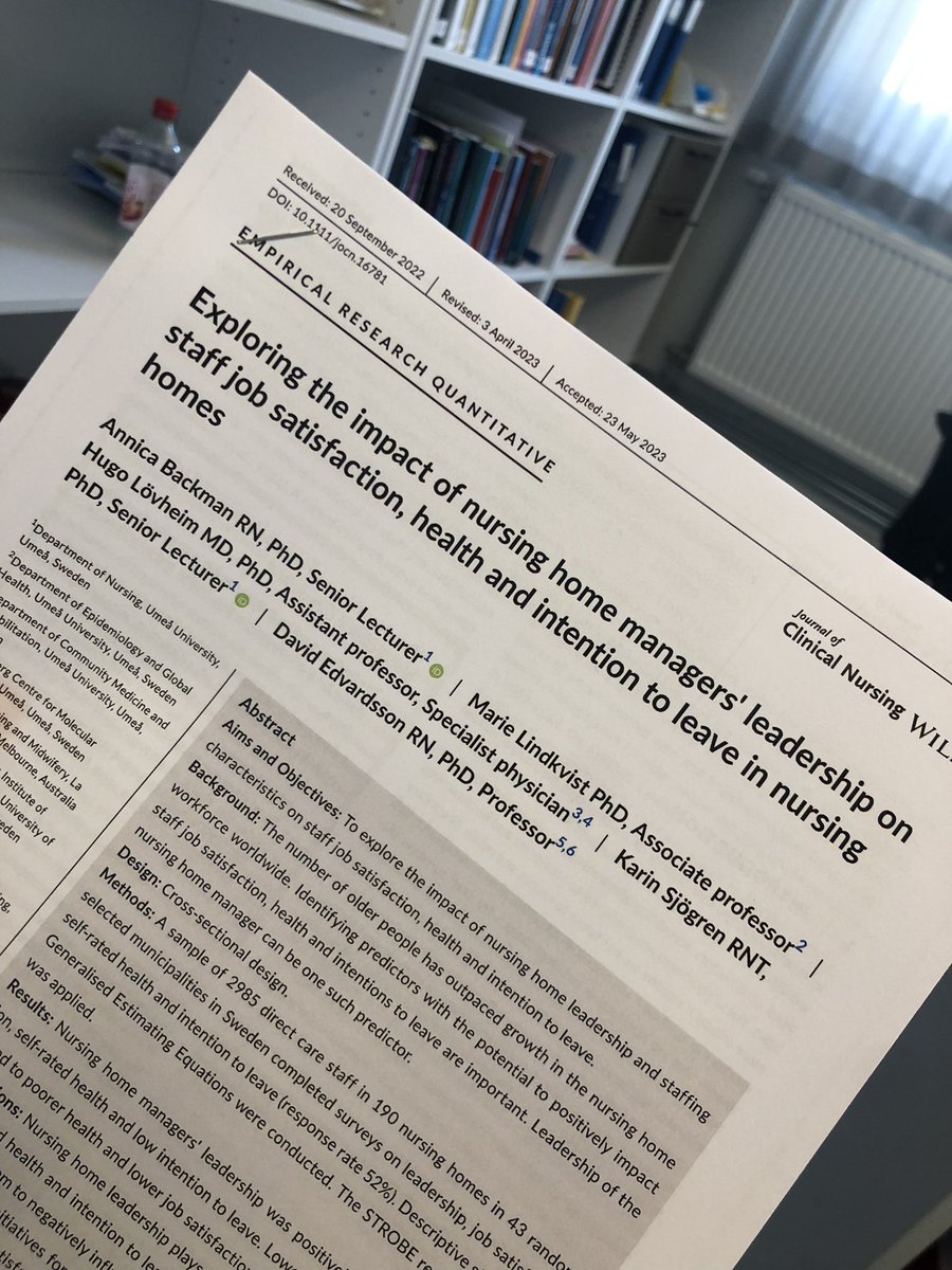 annica_backman's tweet photo. Ny artikel ute!
Vårdledarskapet är viktigt för personalens arbetstillfredställelse, hälsa och vilja att jobba kvar! https://t.co/hbUzODsrTH