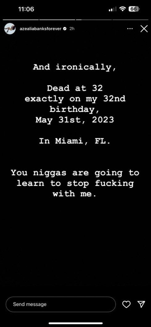 NATERERUN's tweet image. Azealia Banks made a message to dc young fly &amp;amp; his family…. like this was so not needed. That lady has babies and this is not some type of karma ritual