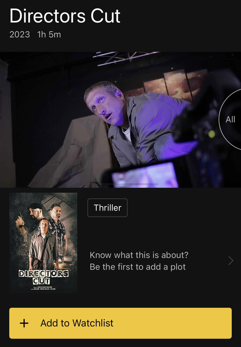 Getting a rating on <a href="/IMDb/">IMDb</a> it important to your movie. Often overlooked and free to do it makes a difference on your film. Please post links to your work here and if we all pitch in we can help the #indiefilm community out. 

Link to Directors Cut

imdb.com/title/tt273515…
