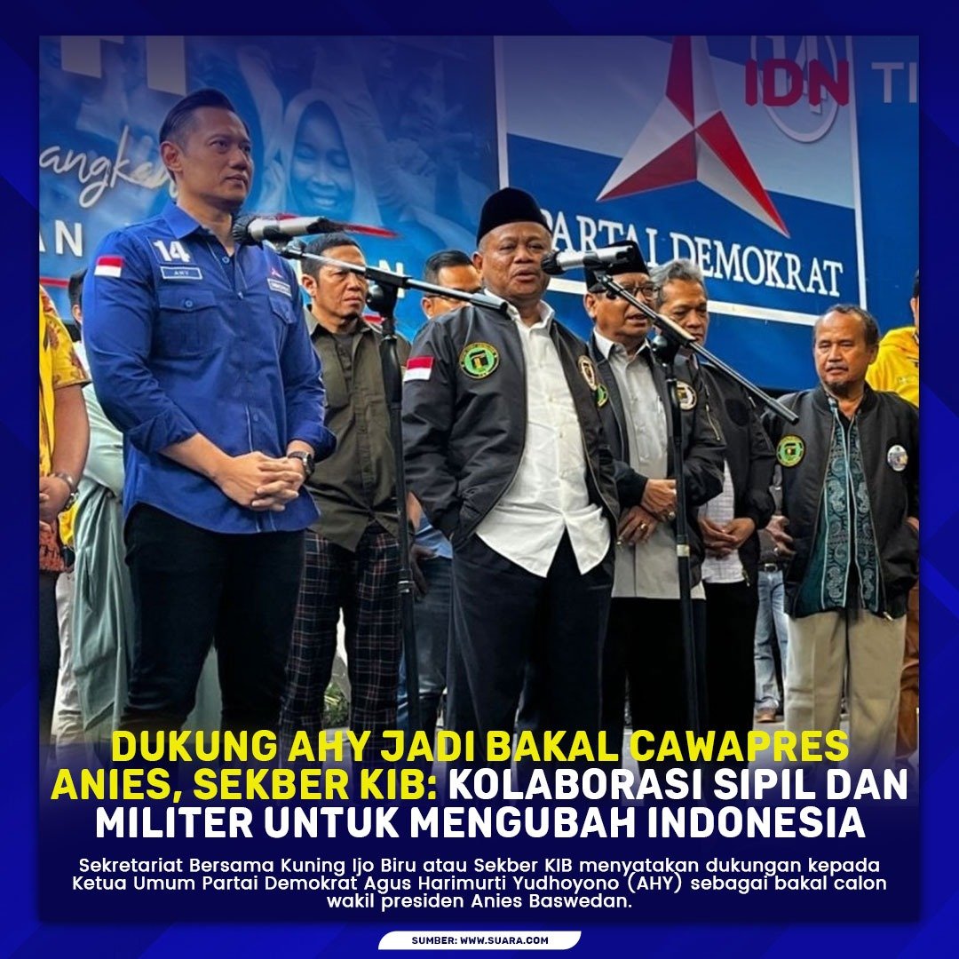 Dukung AHY jadi bakal Cawapres Anies, Sekber KIB: 'kolaborasi sipil-militer untuk mengubah Indonesia!'

#KIBDukungAniesAHY