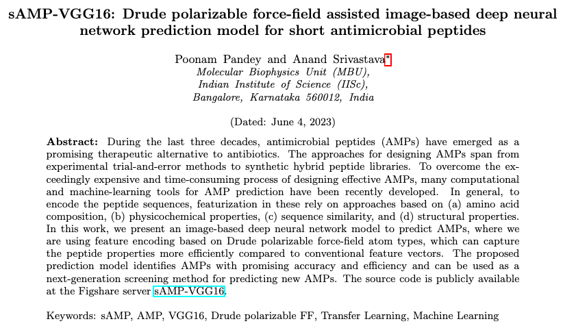 mbuanand's tweet photo. https://t.co/MLew3l8HI0
Our first foray into deep learning!! Image-based deep neural network model for prediction of antimicrobial peptides. All credits to Poonam Pandey for the work. I think the best part is that we used the #drude polarizable FF atom types for feature encoding. https://t.co/CauyD0la78