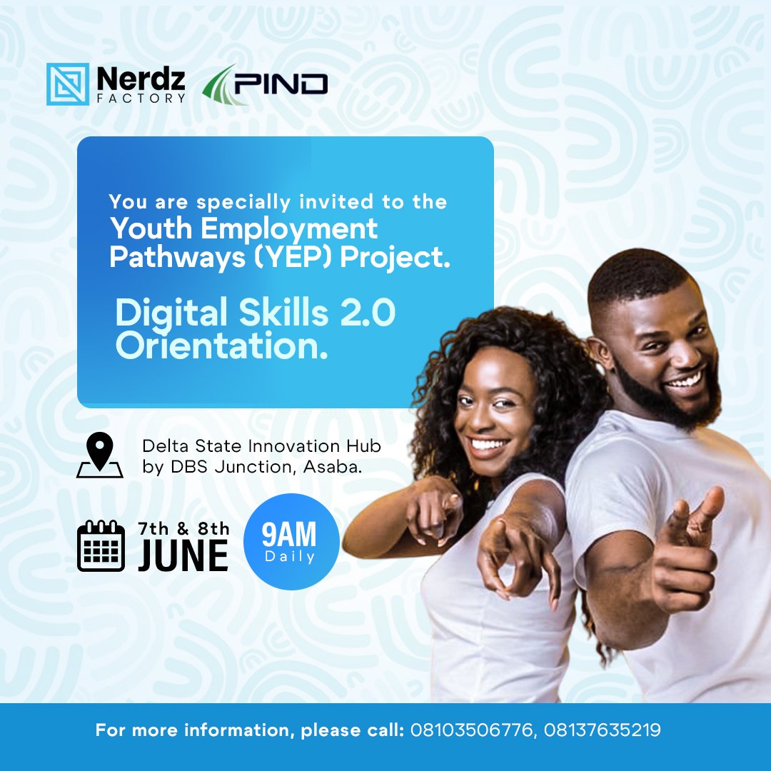 Did you apply for the Youth Empowerment Pathways Program? Join us for an empowering journey on the Youth Empowerment Pathway Program in Asaba!

Join the highly anticipated orientation program happening on today, Wednesday 7th June  and tomorrow Thursday 8th June  2023.