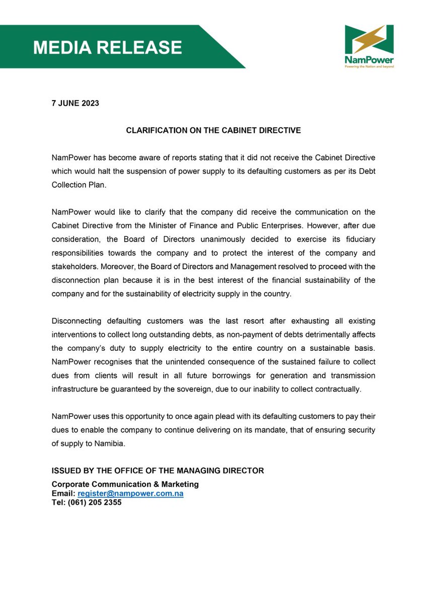 ndevashiya's tweet photo. Thank you NamPower… The trend of politicians bullying technocrats into implementing political decisions must stop. Many of our SOEs failed because of political interference and we blame them when they beg for bailouts! https://t.co/sEKrAcWEsd