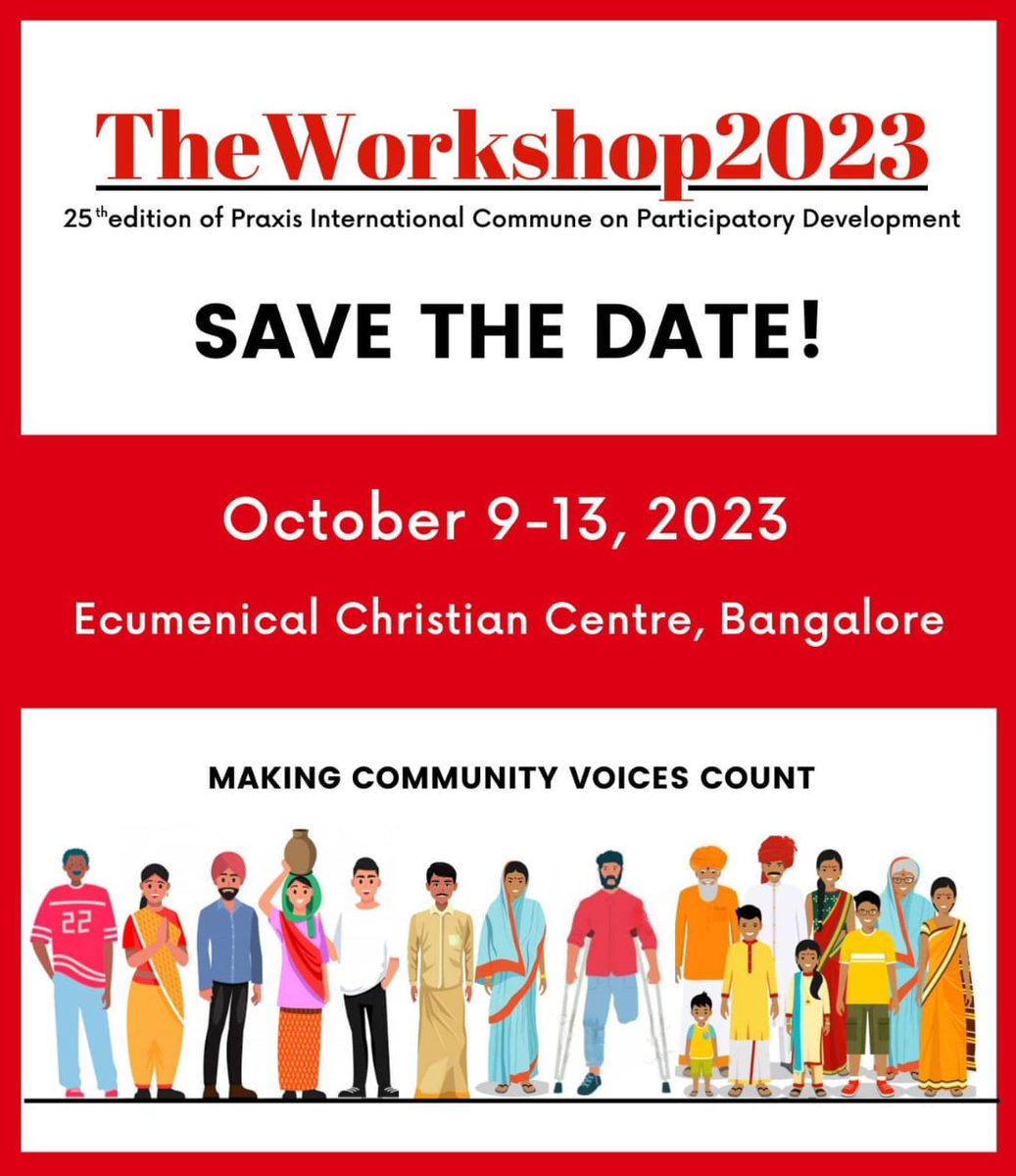 Mark your calendars! The 25th edition of Praxis International Commune on Participatory Development is here! Join us at #TheWorkshop 2023 from October 9th-13th in Bengaluru, Karnataka. Visit theworkshop.in for all the details. Don't miss out on this amazing event!