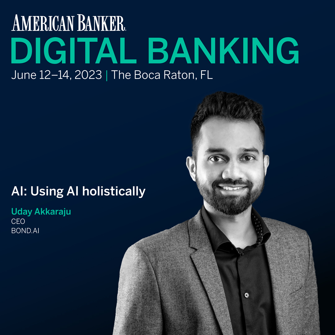 Uday_Akkaraju's tweet image. It feels like #AI has finally arrived, isn't it? It has undeniably become ubiquitous but effectively #implementing AI systems and knowing what a benchmark for success would look like can be challenging.
Join me at the upcoming American Banker's Digital Banking conference, where…