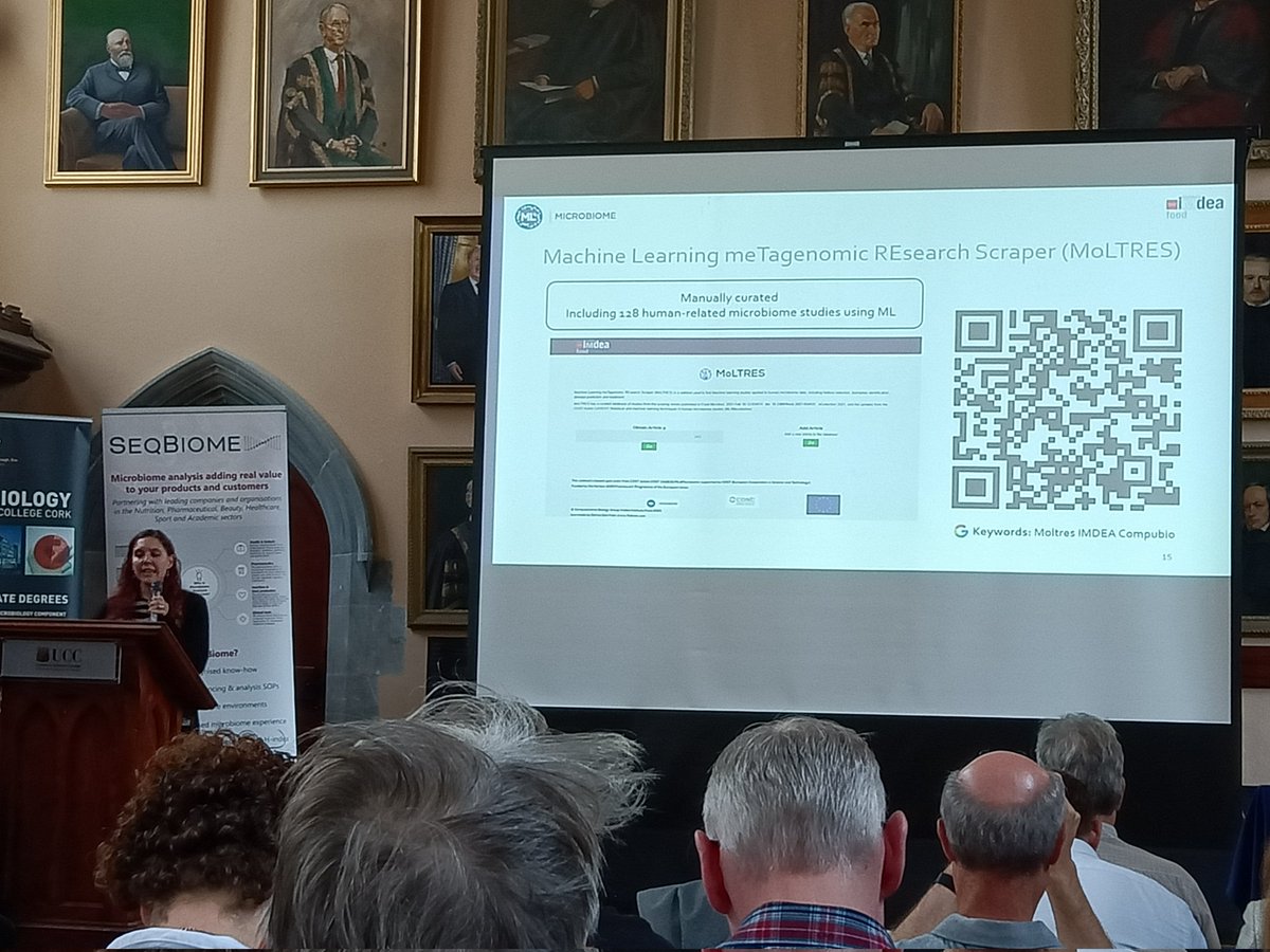 <a href="/13laurichi/">Laura Marcos</a> from #compubio @ImdeaAlimenta is presenting #MoLTRES a tool to check manuscripts on #MachineLearning and #microbiome curated by <a href="/ml4microbiome/">ML4Microbiome_COST</a> and developed in WG1. In addition, you can incluye your work if fit in the topic. We hope will be a valuable resource.